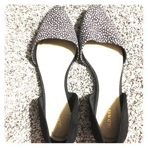 Black and white patterned flats